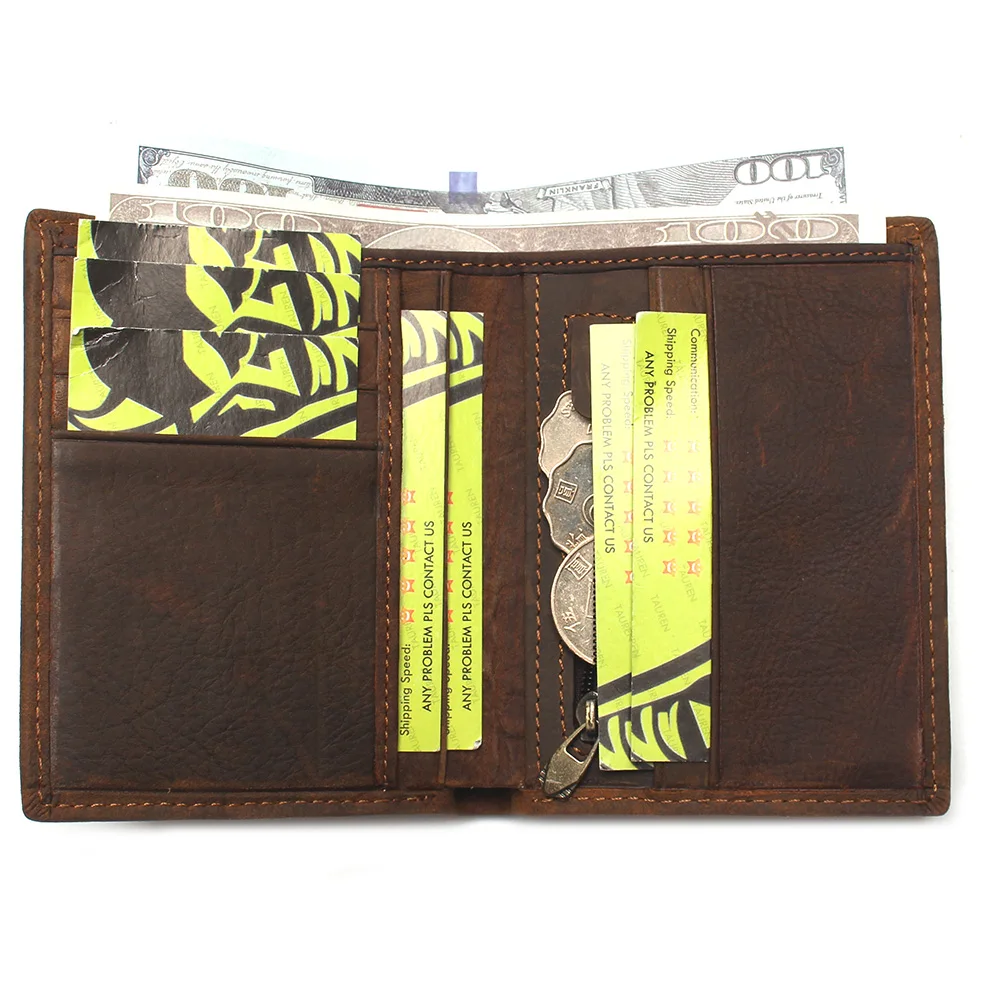 Crazy Horse Leather Men's Top Layer Leather Lattice Wallet Business Real Leather Luxury And Classical Design Mens Small Wallet