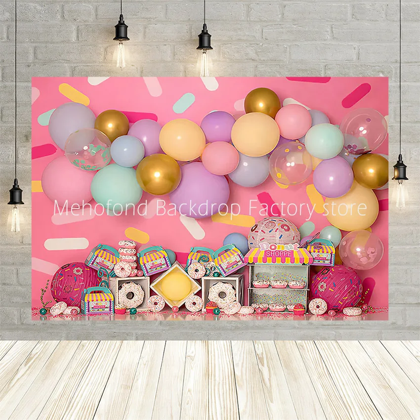 

Mehofond Sweet Donuts Photography Backgrounds Baby Shower Birthday Gold Balloon Newborn Girl Backdrop Photo Studio Photophone