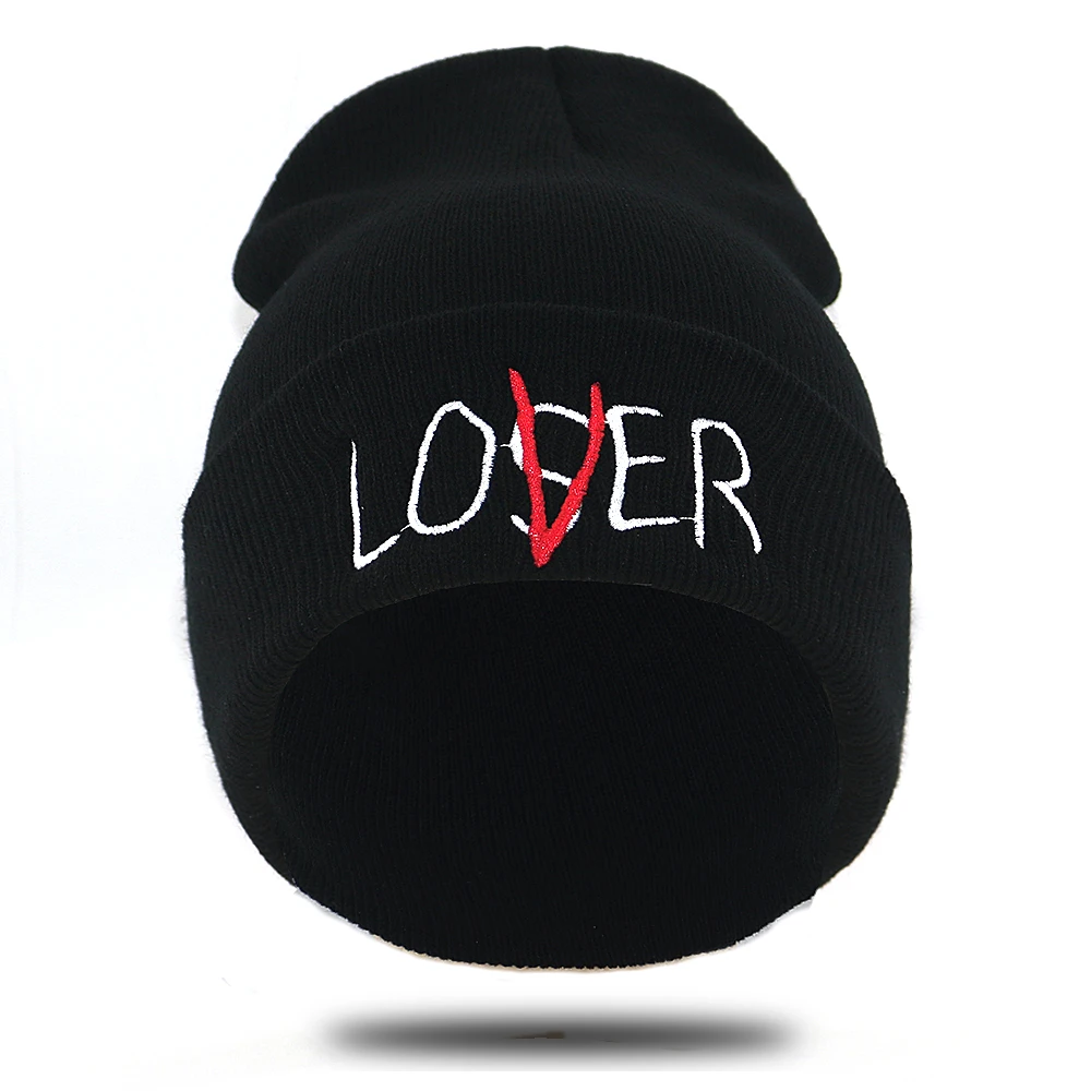 Модная шапка LOVER LOSER beanie для осени и зимы хлопковые гибкие мягкие теплые вязаные