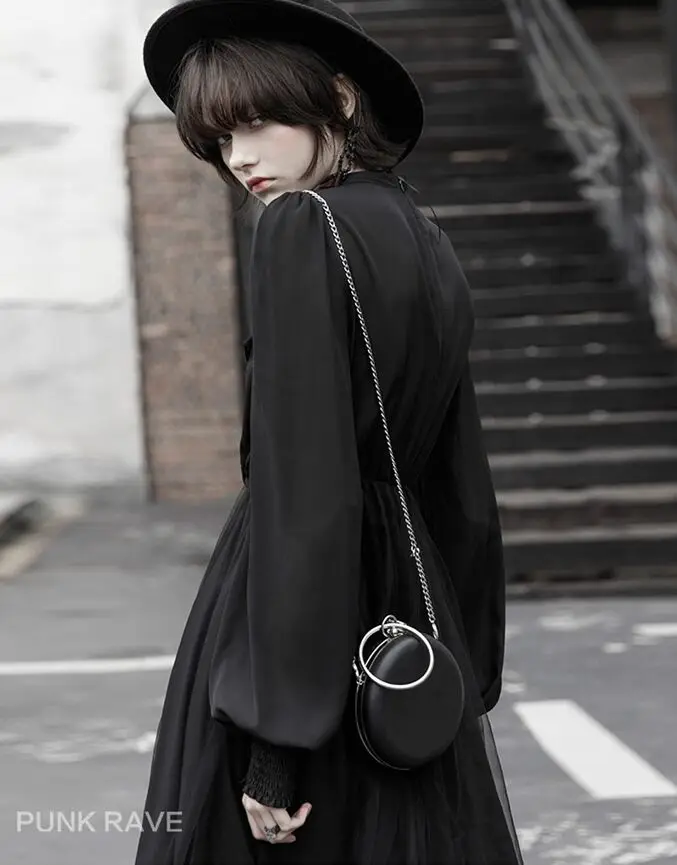 Женское длинное платье в стиле панк-рейва готическое с высоким воротником модные