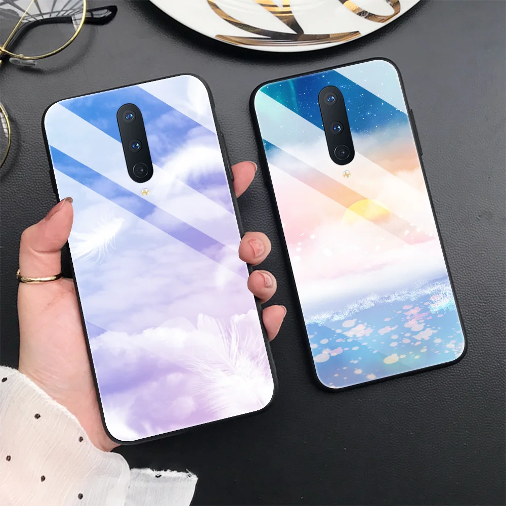 

Colored Clouds Painting Tempered Glass Case for OnePlus Nord CE N200 5G Cover for One Plus 8T 8 7 5 6 5 T 7t 6 9 Pro 9pro Capa
