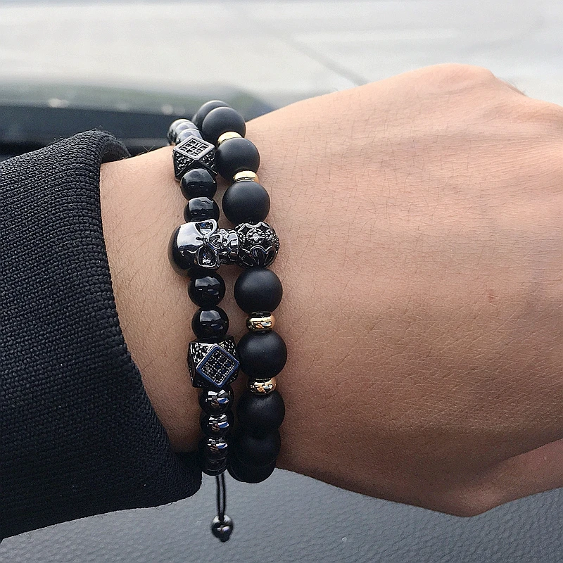 Новое поступление мужской браслет Модный Роскошный паве CZ голова черепа и полый