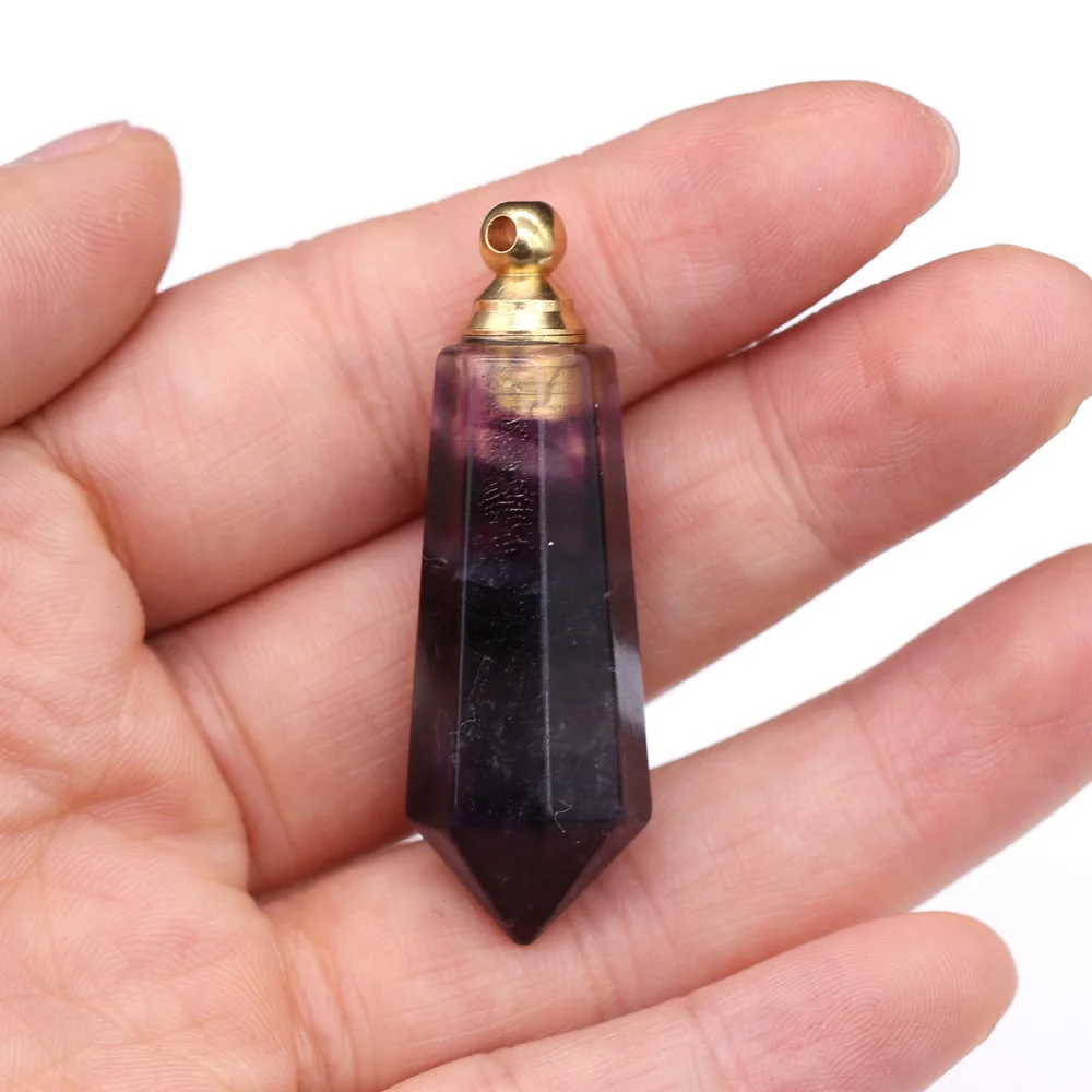 

Natural Gems Stone Perfume Bottle Essential Oil Diffuser Pendants Quartzs Lapis lazuli Pendants Charms Jewelry Making Necklace