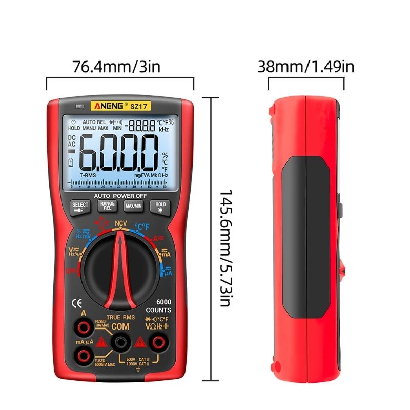 

Digital Multimeter Professional True RMS AC/DC Analog Tester Shockproof Easy to Replace Lightweight Easy to Replace