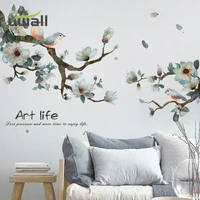 hand painted ink flower stickers warm home decor living room tv background wall decor bedroom decor self adhesive wall sticker