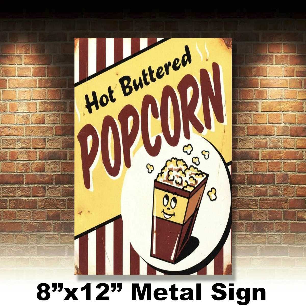 

TIN SIGN Hot Buttered Popcorn Food Dessert Art Deco Garage Wall Decor 8x12