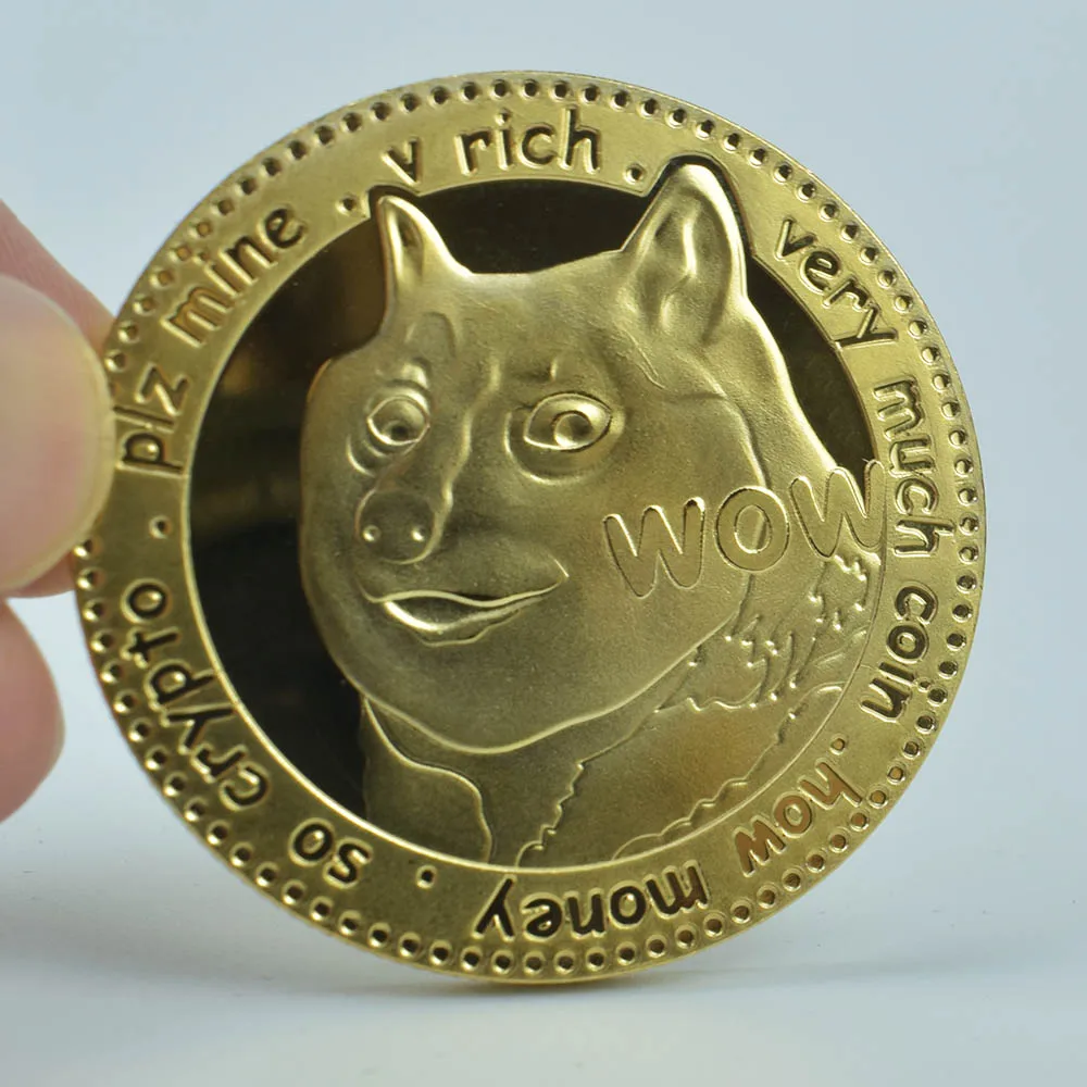 Новинка разноцветная Золотая монета Wow Dogecoin с принтом пластиковым корпусом Doge