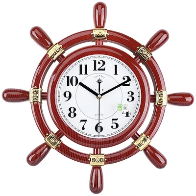 Часы руль Поларис с американским деревянным кораблем бесшумные настенные часы