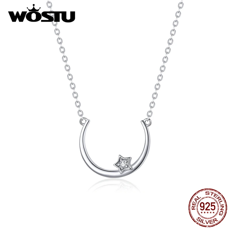 WOSTU 2020 Новое поступление 925 пробы Серебряное Элегантное ожерелье со звездой