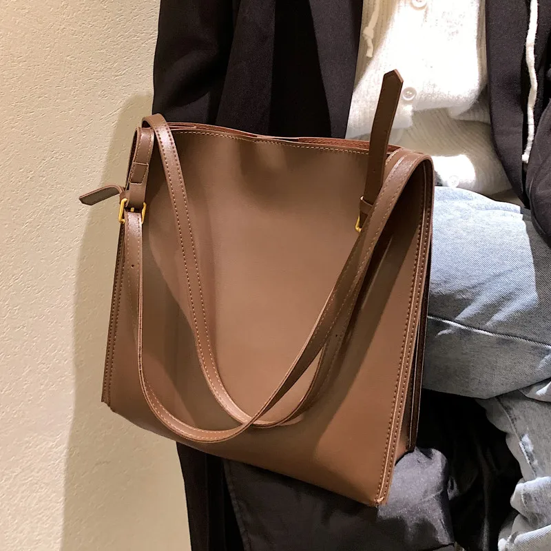 

Big Size Women's Tote Bag Luxury Soft Leather Shoulder Bag Large Capacity Shopper Bag Female Solid Color All Match Handbags Sac