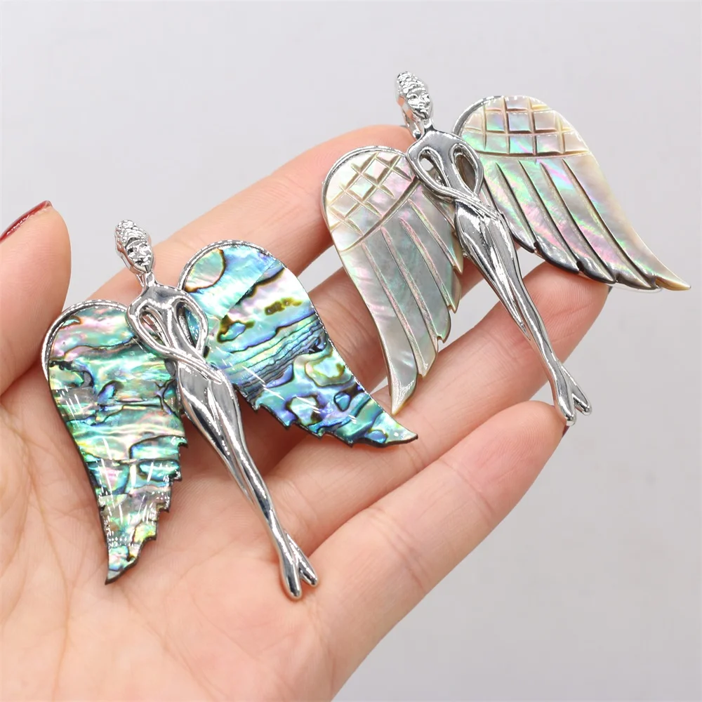 

Natural Shell Brooch Pendant Beauty Wing Shape For DIY Brooch Angel Descends Exquisite Jewelry 45x65mm