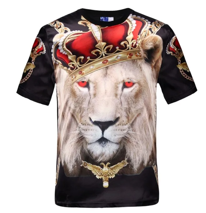 

New T-shirt Crown Lion Men's Summer Men's Short Sleeve T-shirt Shirt New T-shirt T-shirt O-shirt Casual