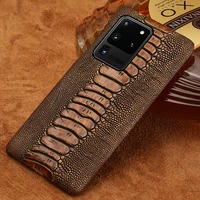 vintage genuine leather phone case for samsung galaxy note 20 ultra s21 plus s20 fe a50 a51 a71 s9 s10 ostrich feet grain cover