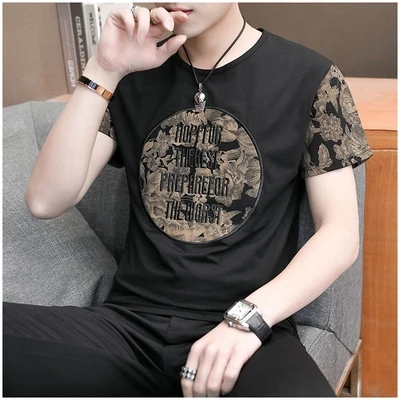 

Men's short sleeve t-shirt summer trend handsome casual half sleeve 4957
