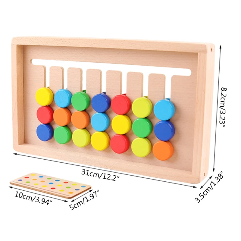 

Preschool Learning Toys Slide Puzzle Board Color Shape Sorting Wooden Education Game for Boys&Girls Age 3+ Years Old 85DE