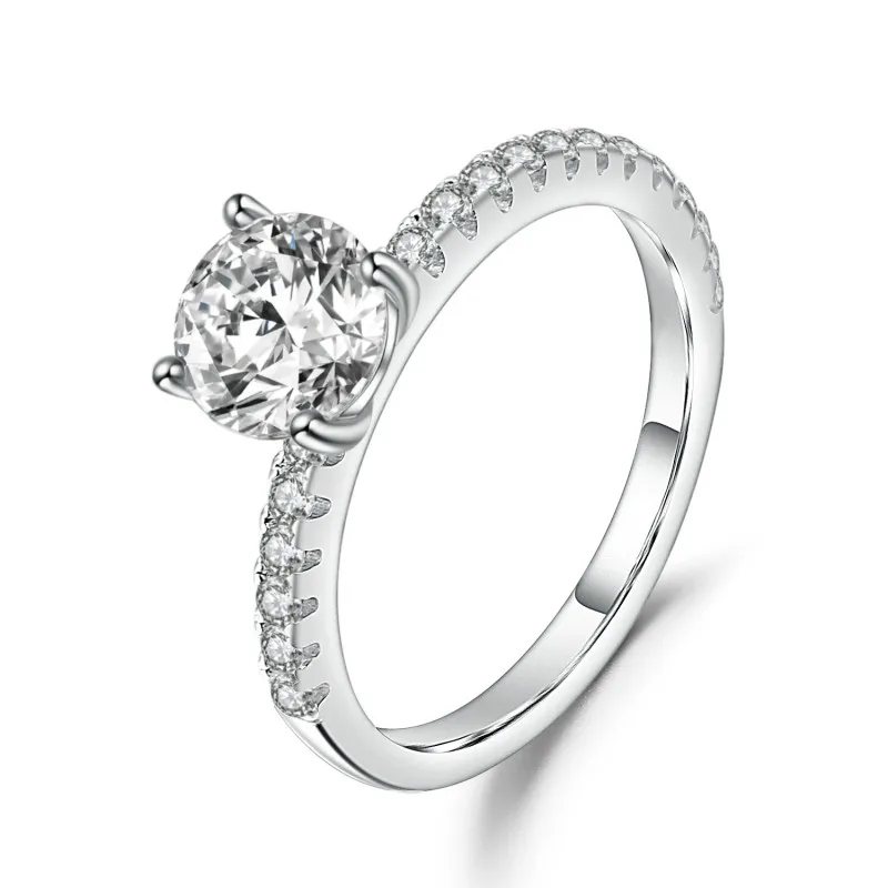 Женское кольцо для помолвки GEM'S BALLET 925 пробы серебряное 2.0Ct 8 мм EFColor элегантное