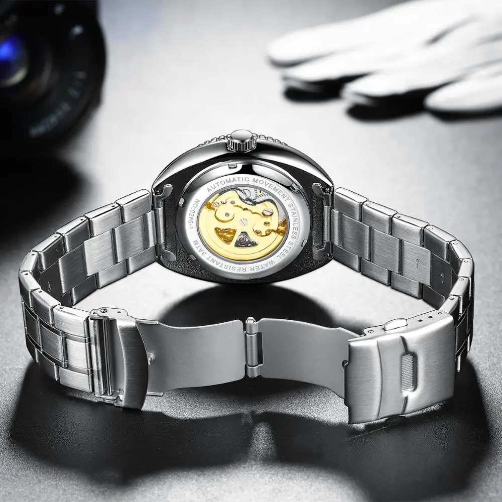 

Men's Watch Automatic Mechanical Watch Waterproof Skeleton Dial Pointer Luminous Stainless Steel Watch
