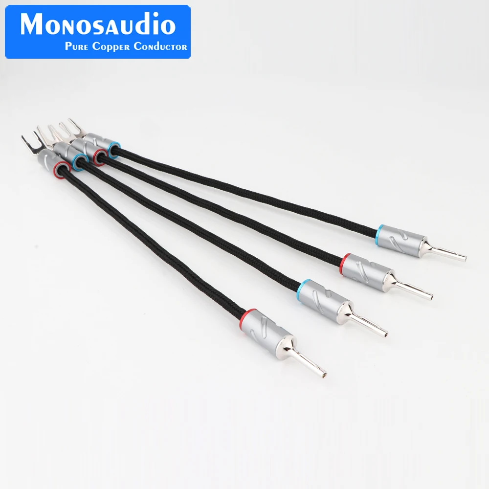 

Monosaudio Eclipse series Pure Silver speaker jumper cable hi-end silver bridge wire with Y spade to Y spade connector plug