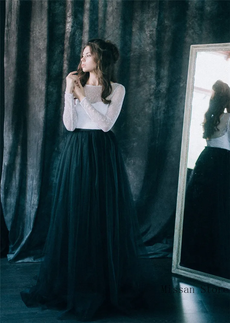 Черная фатиновая Длинная свадебная юбка для свадебной вечеринки свадьбы|Нижние