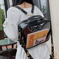 new black ita bag cute backpack girls clear front pocket transparent rucksack sweet ita shoulder bag women jelly itabag bagpack