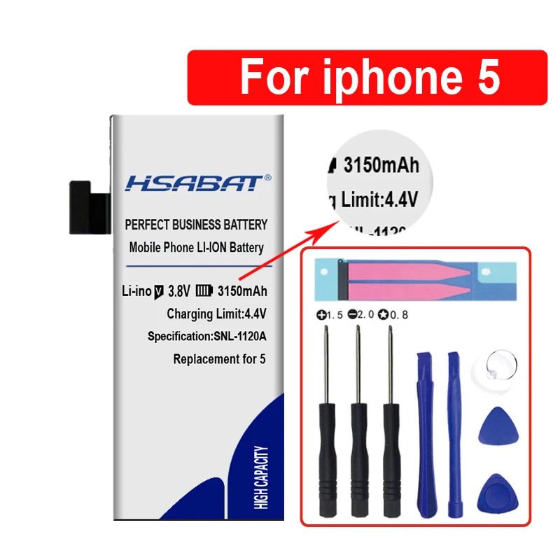 Аккумулятор высокой емкости HSABAT 3150 мАч для iphone 5 инструменты + наклейка БЕСПЛАТНО