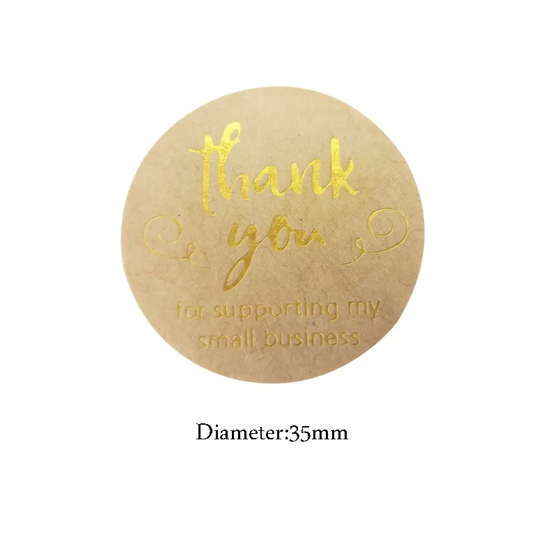 

1000Pcs/lot wholesale Kraft Bronzing golden Seal Sticker thank you Paper Sticker DIY Multifunction DIY Paper Label 35mm
