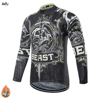 skull pattern pro team cycling clothing man winter cycling jersey thermal fleece long sleeve mountain bike mtb jersey xxs 5xl