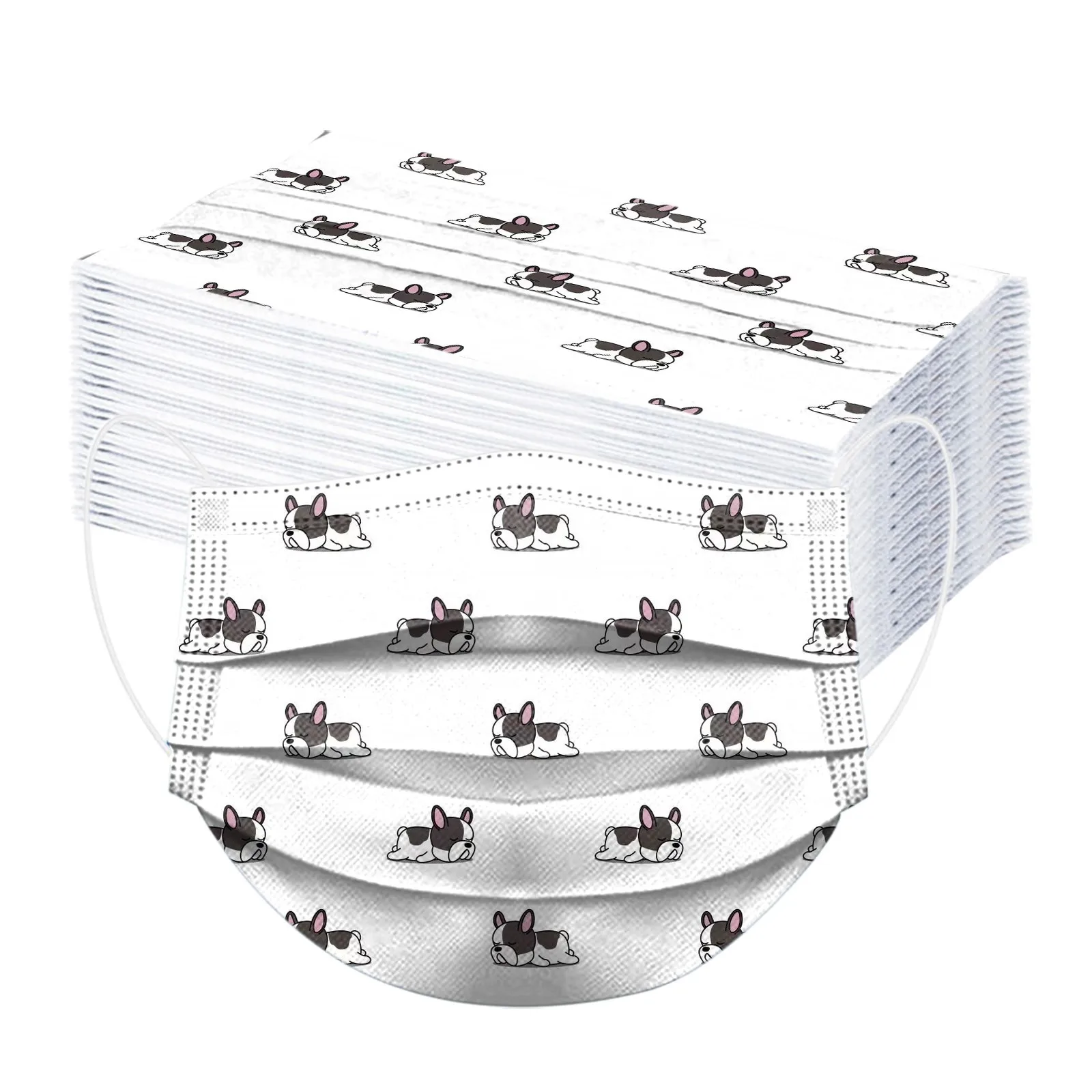 50 шт. одноразовая маска для лица с принтом кота дышащая 3 слоя слоев фильтр