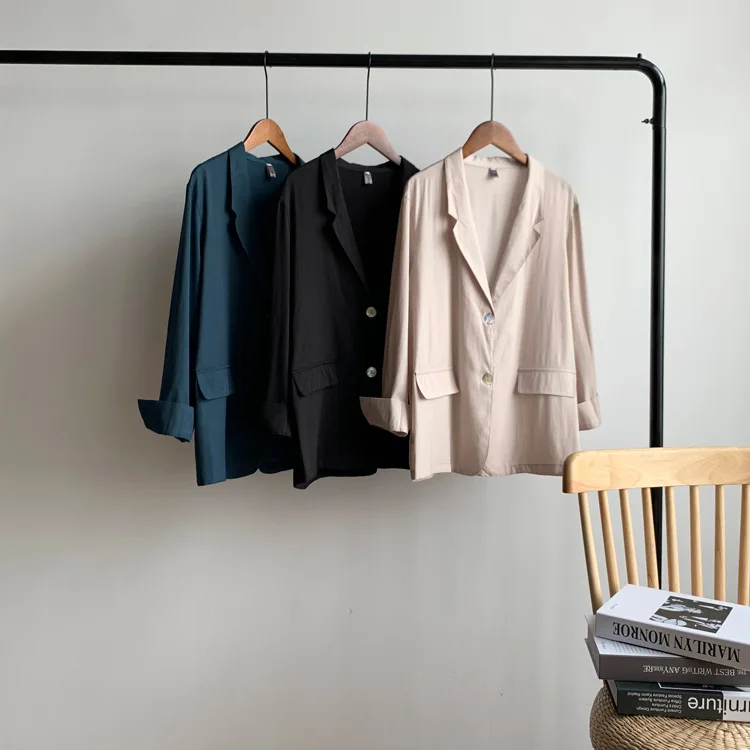 Новинка 2020 женский весенний Блейзер пальто с отложным воротником женское