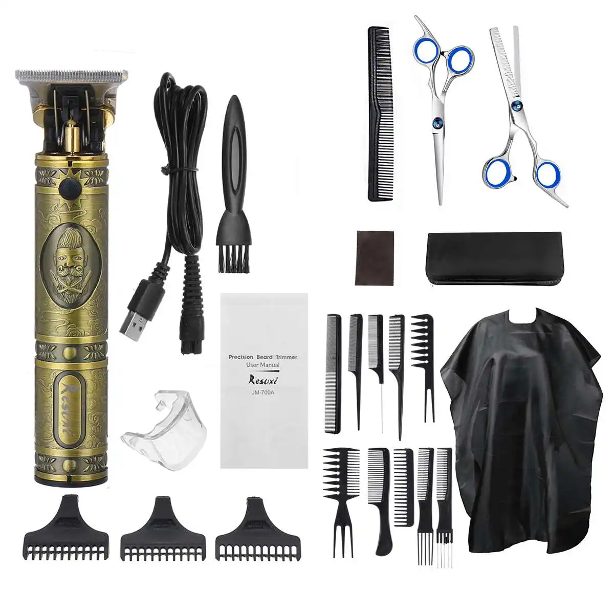 

New Set with Apron Hair Trimmer Electric Hair Clipper Professional Shaver Beard Barber 0mm Men Hair Cutting Machine For Men Hair