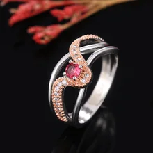 European and American Temperament Fashion Lady Two Tone Ring Streamlined Geometric Inlaid Zircon Ring Popular Jewelry New Trendy