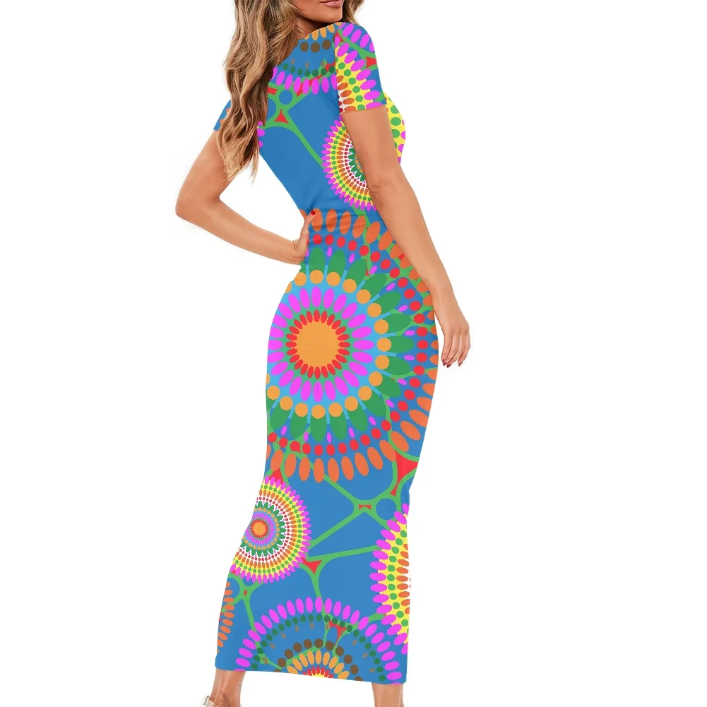 

Dashiki Clothing Bodycon African Tribal Printed Ladies Dresses Summer Women Elegant Short Sleeve High Waist Dress Slim Vestidos