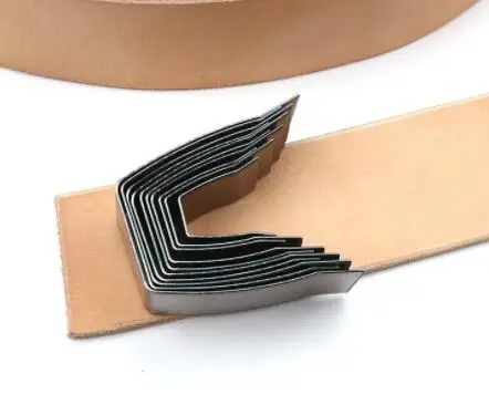 flat end 10pcs Высокое качество DIY Кожа ремесло ремень конец плоский/острый конец высечки прессформы Набор ножей штамповки ручные инструменты острый резак 15-40 мм - Цвет: flat end 10pcs