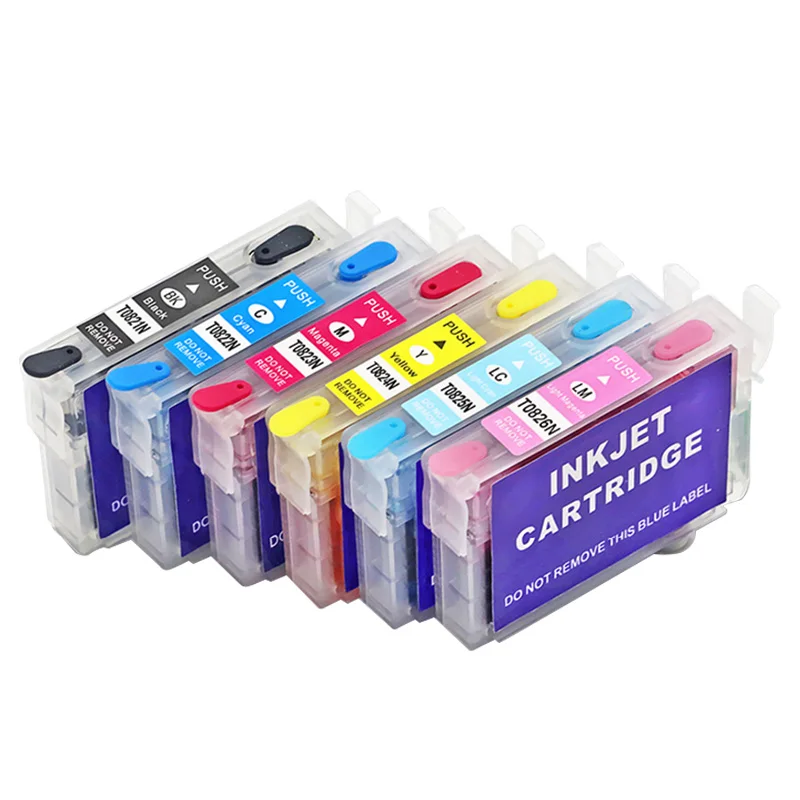 T0821Refillable чернильный картридж для Epson Stylus R270 R390 RX590 T50 TX700W TX800W TX720 TX700 TX800 RX610 принтеры
