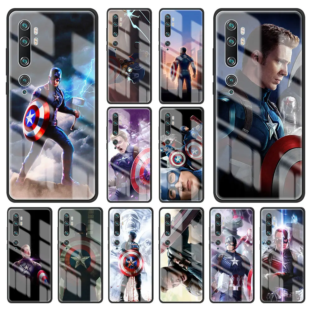 

Классный стеклянный чехол Marvel Captain America для Xiaomi Mi Note 10 Pro 11 Ultra 9T CC9 CC9E 10T Lite X3Pro X3 NFC, чехол для телефона