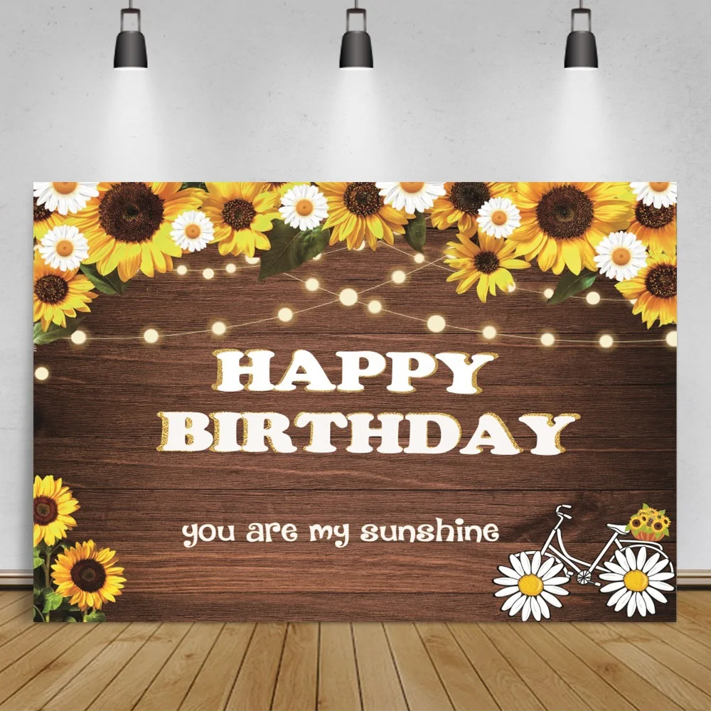 

Vinyl Wood Background For Photography Sunflowers You Are My Sunshine Light Bulb Newborn Baby Portrait Photo Backdrop Photostudio