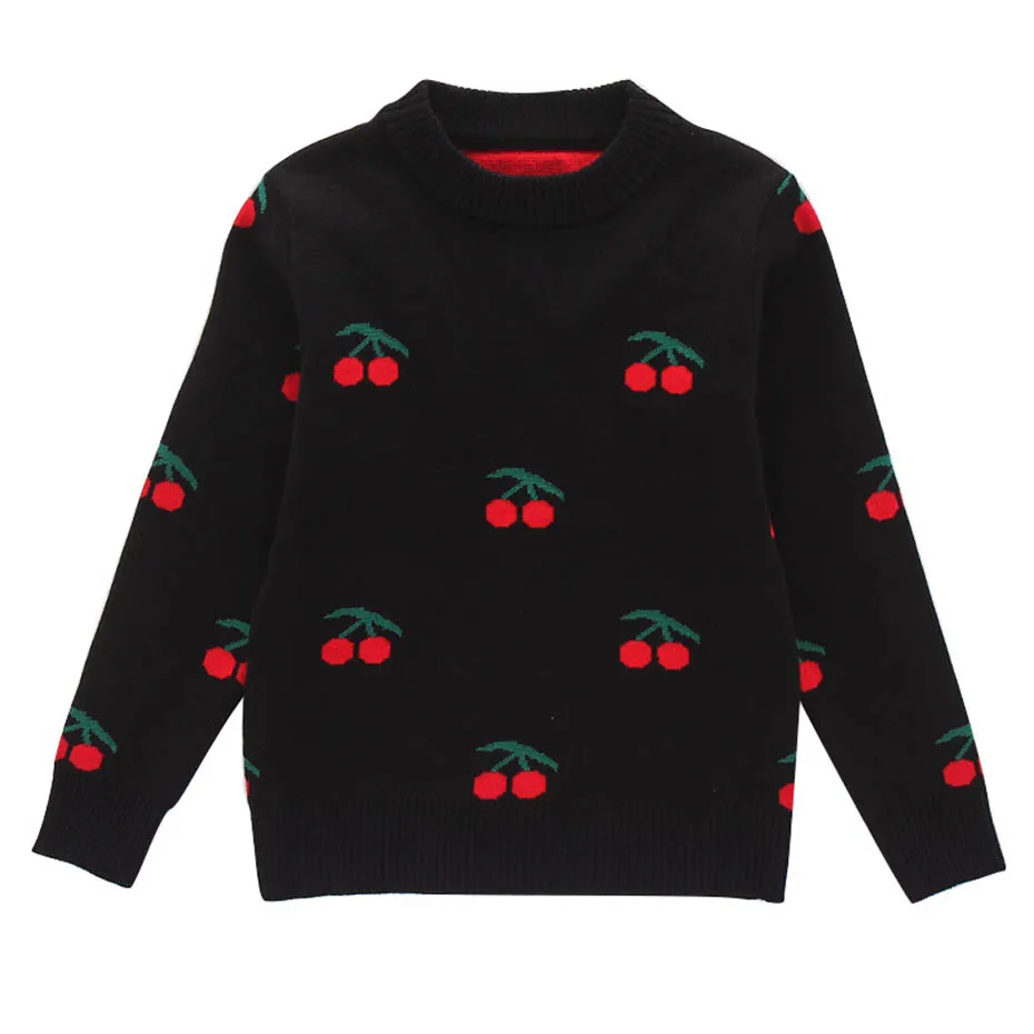 Милые свитера для девочек свитер с вишенками и цветочным рисунком детская