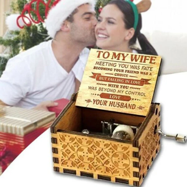 

To My Wife Engraved Wood Music Box Anniversary Valentines' Gifts Music Boxes Home Decor Home Garden New Hot 2021 lpfk