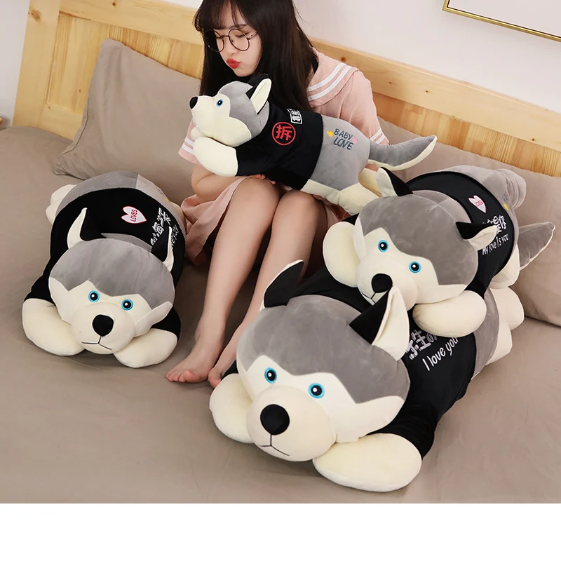 Comprar 1 Pieza De 60-100cm De Dibujos Animados Lindo Perro De Peluche Suave Animal De Peluche Muñeca Cojín De Husky Kawaii Regalo De Navidad Para Los Niños