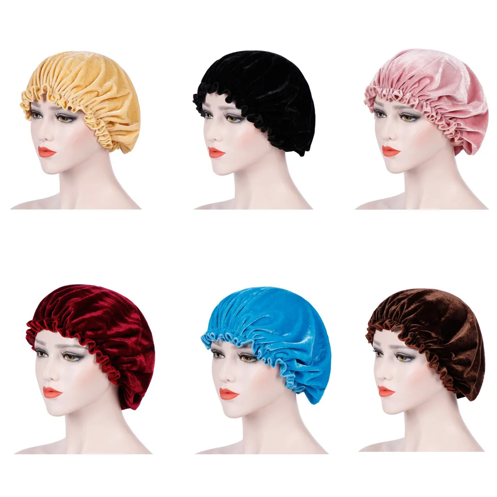 

Flannelette Nightcap Women Short Hair Confinement Chemotherapy Headscarf Cap Free Shipping Moslim Hijab Cap Femme