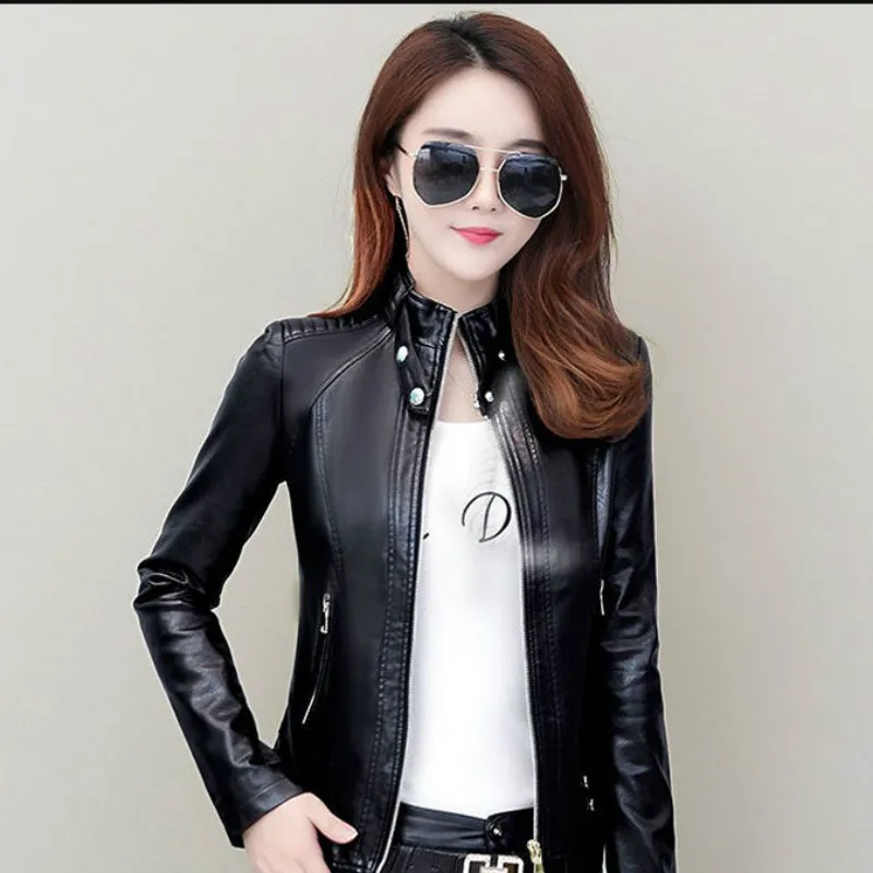 

Женский Байкерский блейзер из ПУ кожи, черный или красный жакет на молнии, верхняя одежда из искусственной кожи, весна-осень 2020