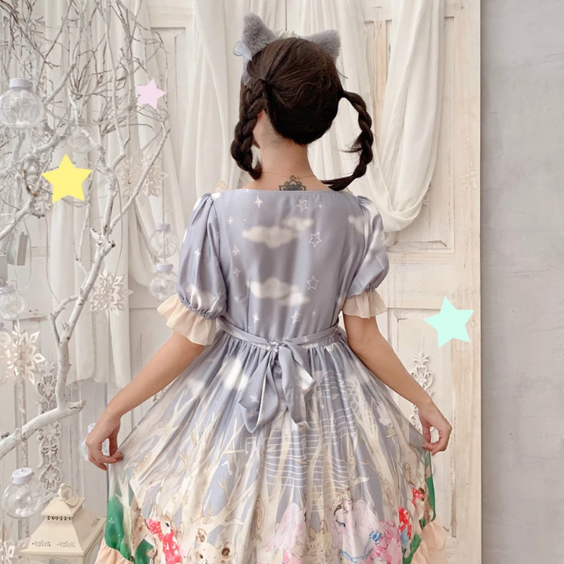 Милая одежда в стиле &quotЛолита&quot с пышными рукавами кавайное летнее винтажное