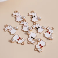 10pcslot 1215mm 3 color cartoon rabbit charms diy for necklaces pendants earrings making enamel girl charms jewelry findings