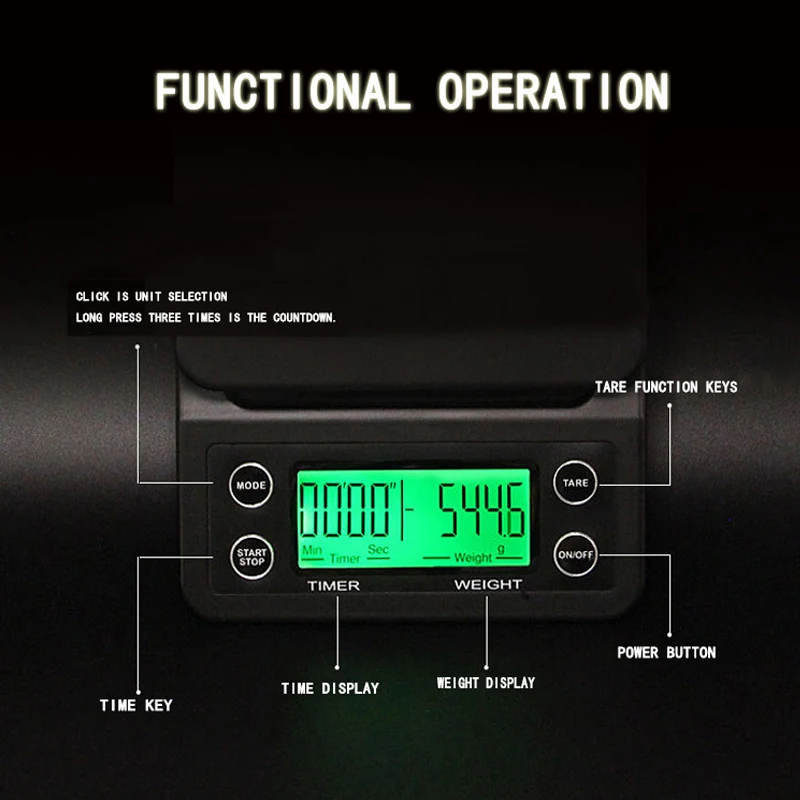 

Weighing And Chronograph Coffee Electronic Scale For Household Use 0.1g Precision Heat Insulation Non-Slip Round Corner Design