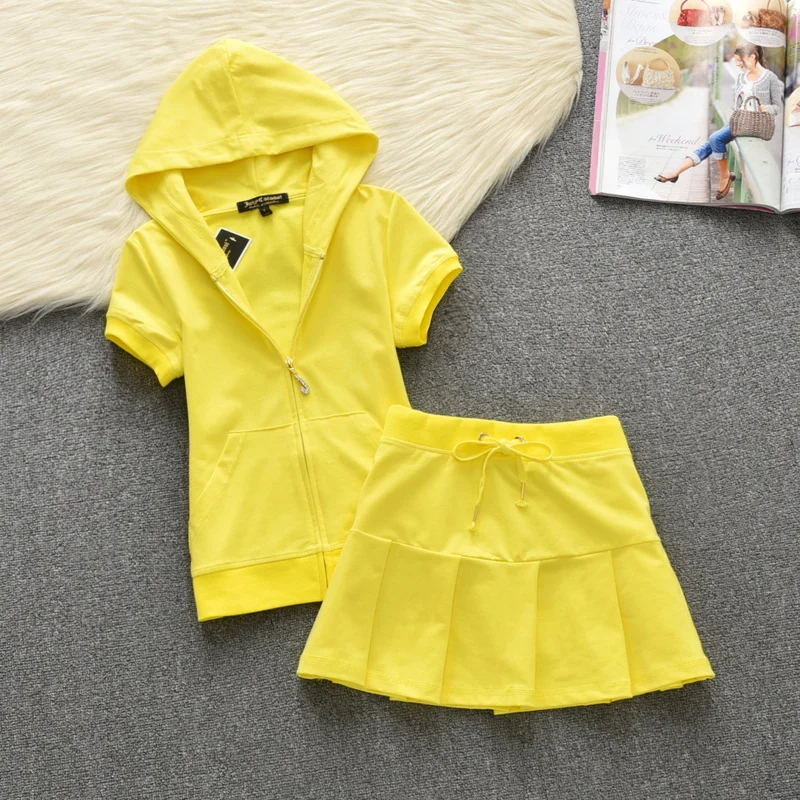 

Summer Cotton Tracksuit A-Line High Waist Pleated Mini Skirt Pink Women's Hoodies Fashion Slim Waist Casual Tennis Skirts