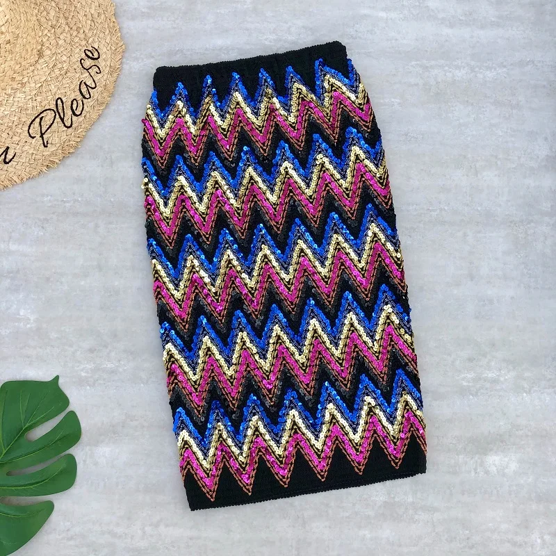 blue pink Женские юбки средней длины с золотыми блестками, облегающая юбка средней длины с высокой талией, эластичная юбка-карандаш, Сексуальные вечерние длинные юбки - Цвет: blue pink
