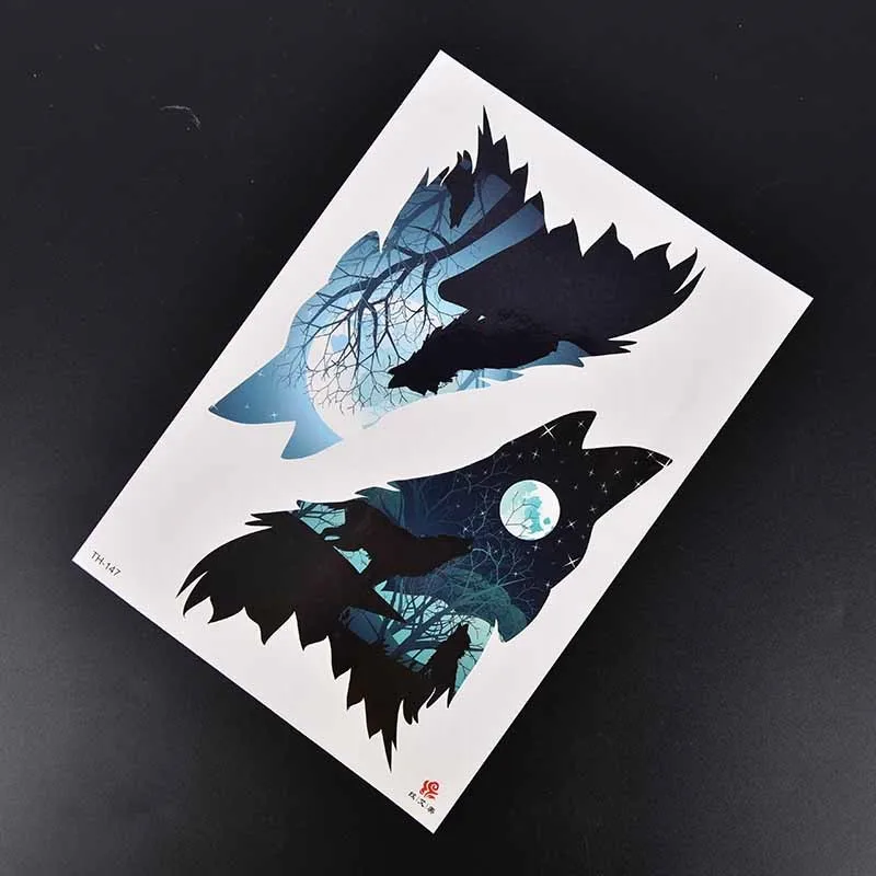 21*14 8 см Временные татуировки волка водонепроницаемые женские поддельные ручные