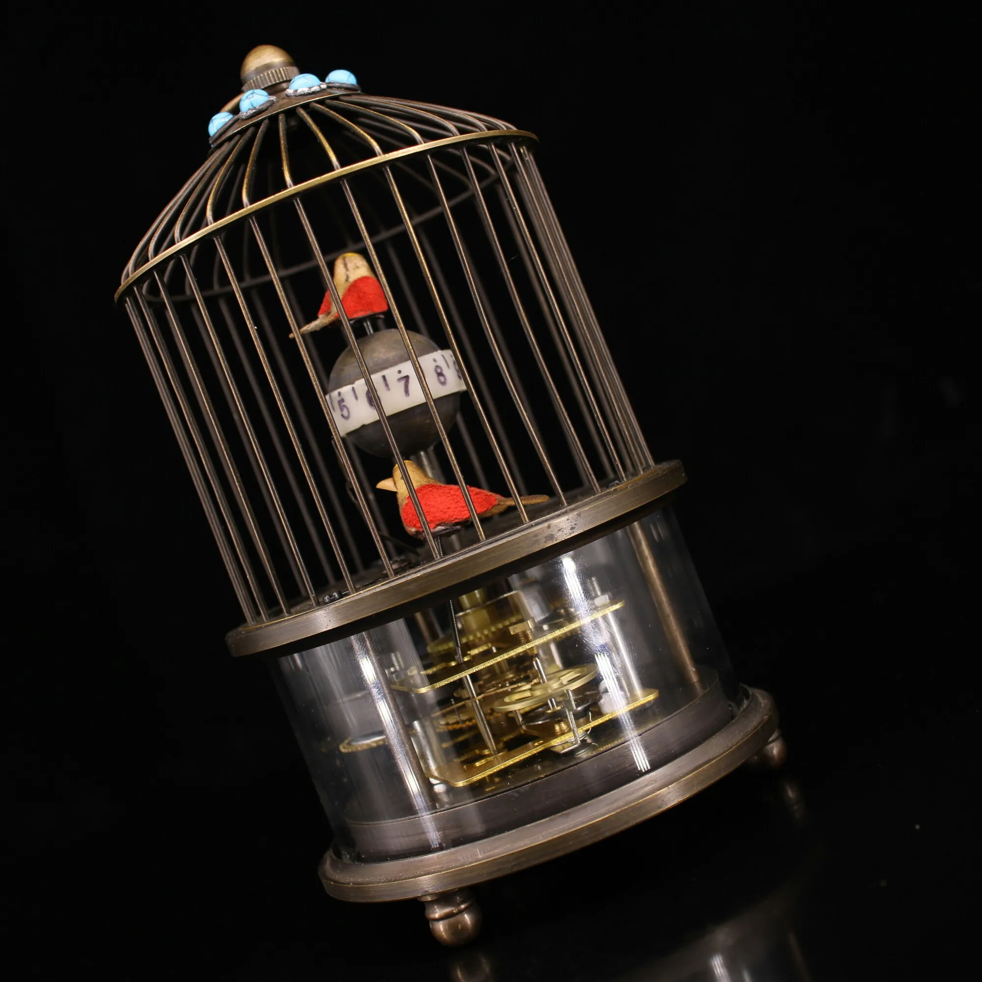 

Antique craft Birdcage Model Mechanical Clock,Vintage mechanical clockwork clock,Chinese Old Copper Bird Cage hour meter
