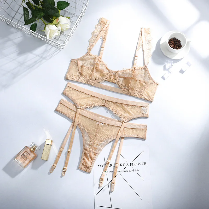 

Mesh Transparent Sexy Lingerie Sets Women Underwear Sensual Lingerie Women Hollow Out Sexy Underwear Set Brief Bra Garter Sets