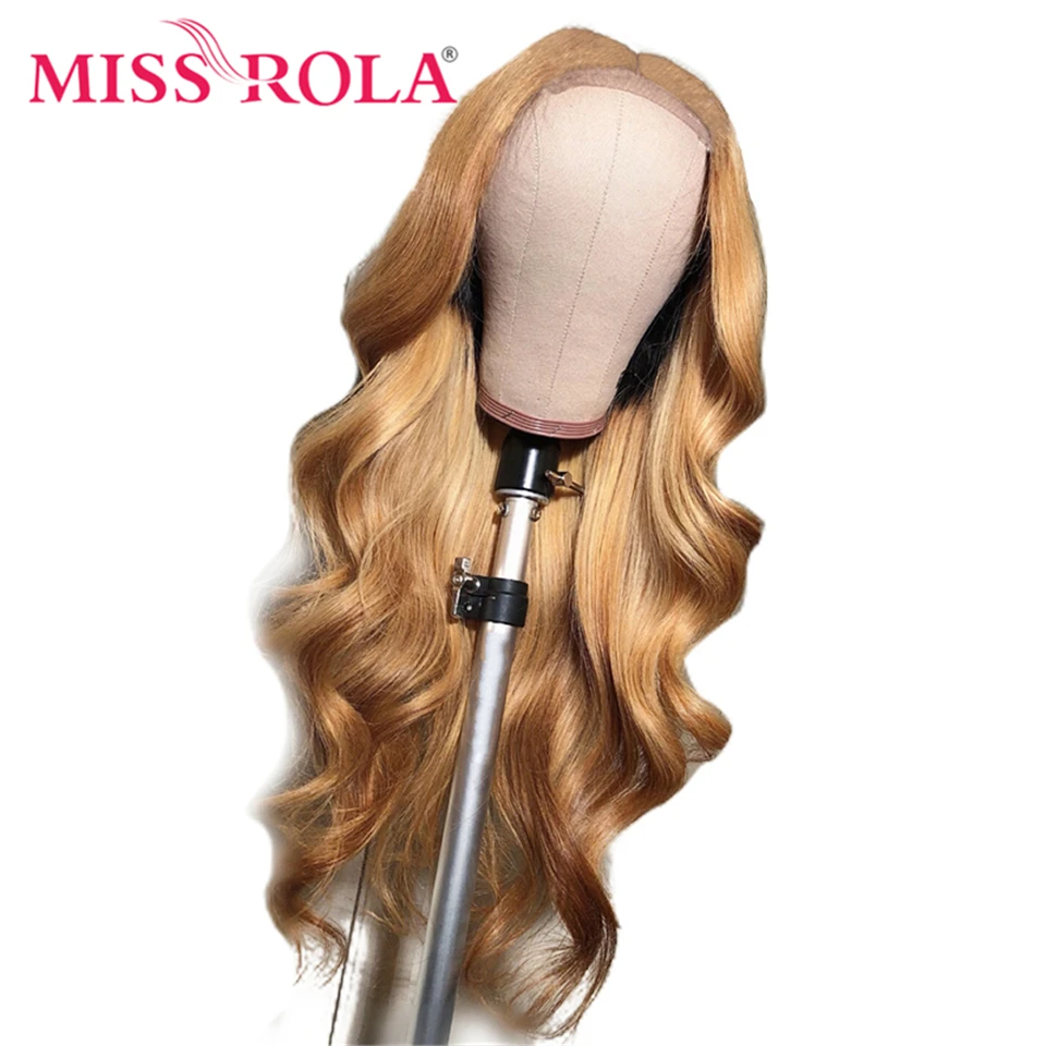 Волнистые человеческие волосы Miss Rola на сетке 4*4 парики с эффектом омбре 99J